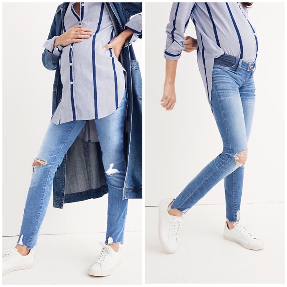 Madewell maternity skinny distressed jeans